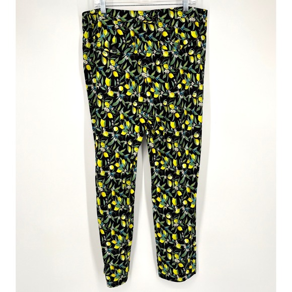 Wildfang Empower Trouser Straight Leg Lemon Print Black Pants Floral Size 14 - Picture 6 of 15